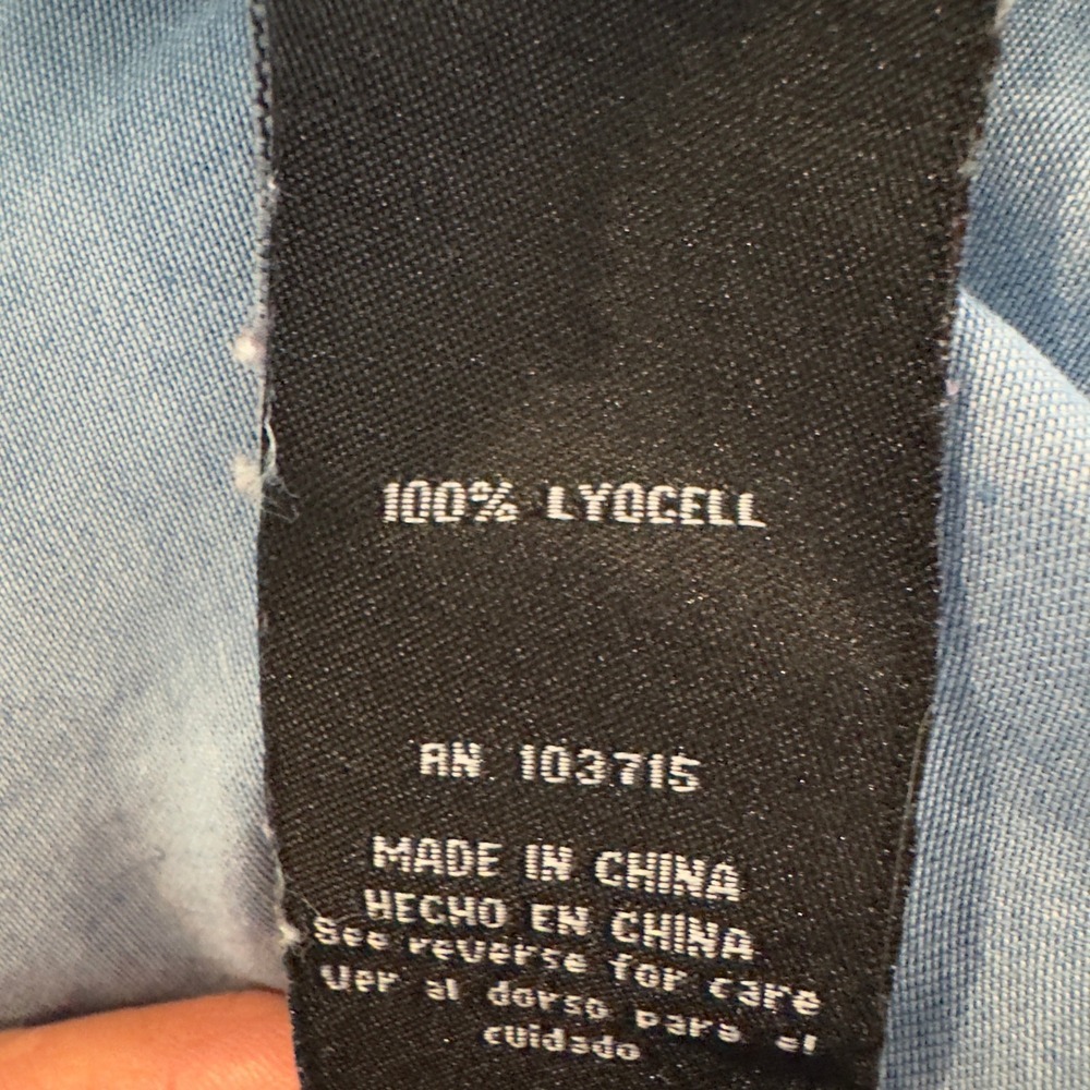 Zac Rachel Chambray Tunic Top L Button Front Roll Tab Sleeve Lyocell Lagenlook - Picture 7 of 10